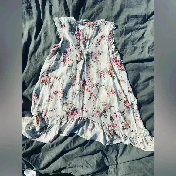 Farm House Frocks Top M Handkerchief Hem Boho Floral Sheer Oversized - Picture 7 of 16